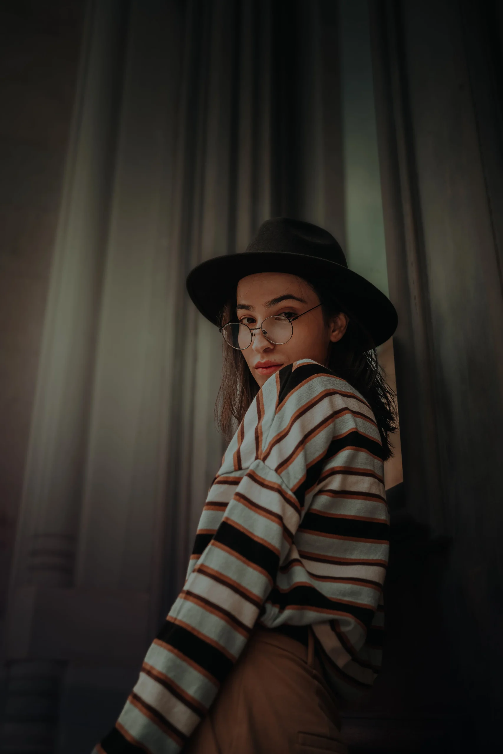 Earth-Toned Striped Knit