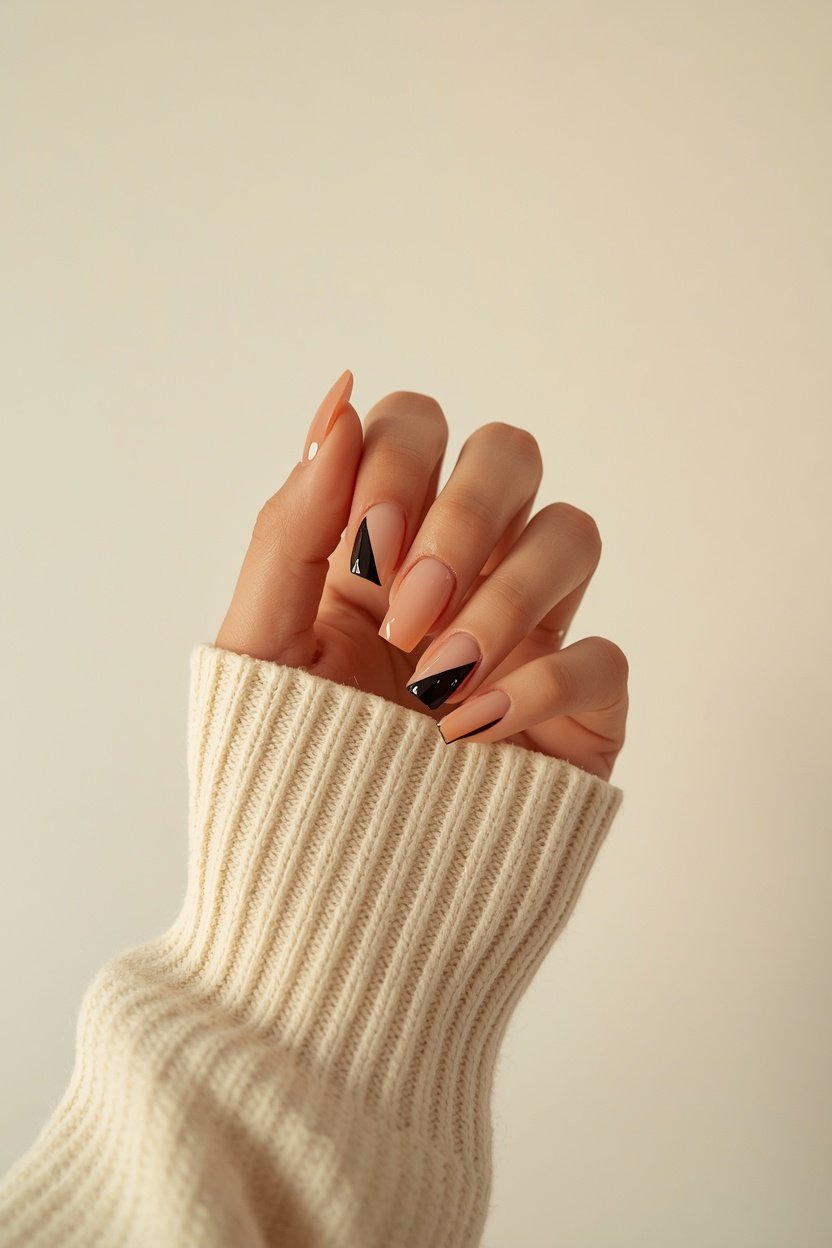 Diagonal Colorblock Geometric Nails