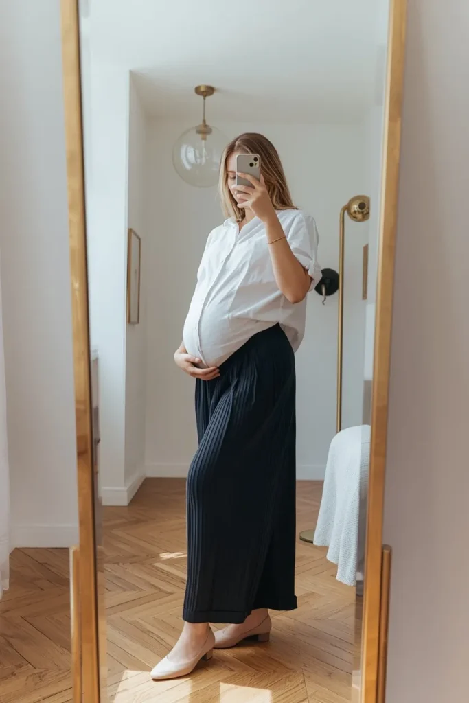 Fluid Wide-Leg Trousers & Crisp Poplin Shirt
