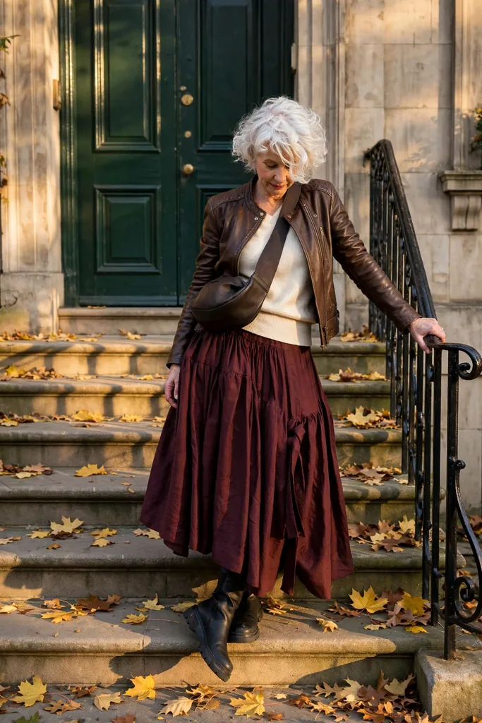 an-espresso-leather-jacket-with-a-garnet-tiered-skirt