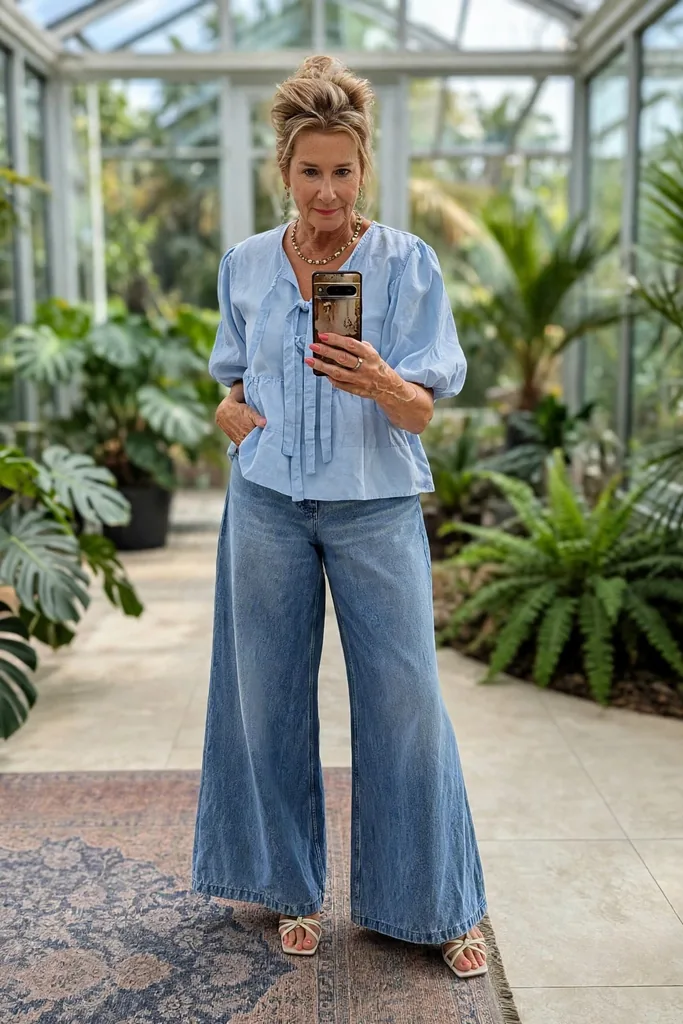 pretty-tie-front-blouse-with-relaxed-denim