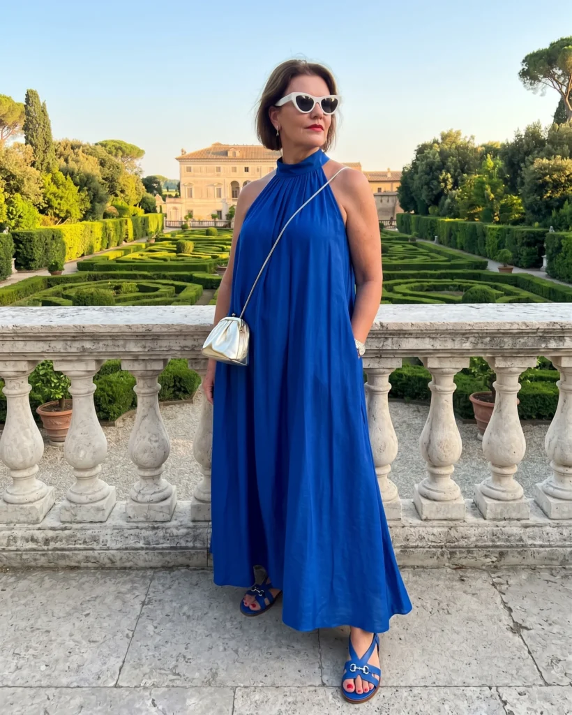 Bold Orange Halter Maxi Dress