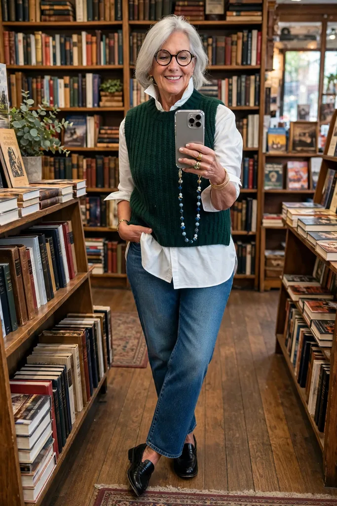 forest-green-sweater-vest-layered-over-straight-jeans