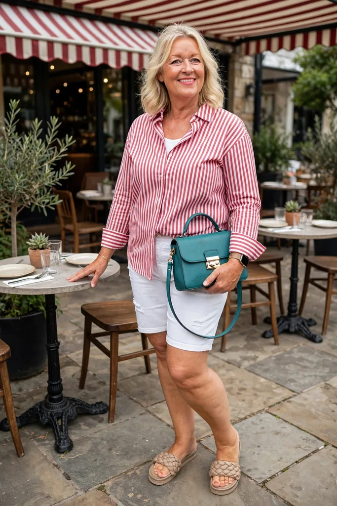 a-red-striped-shirt-and-white-shorts