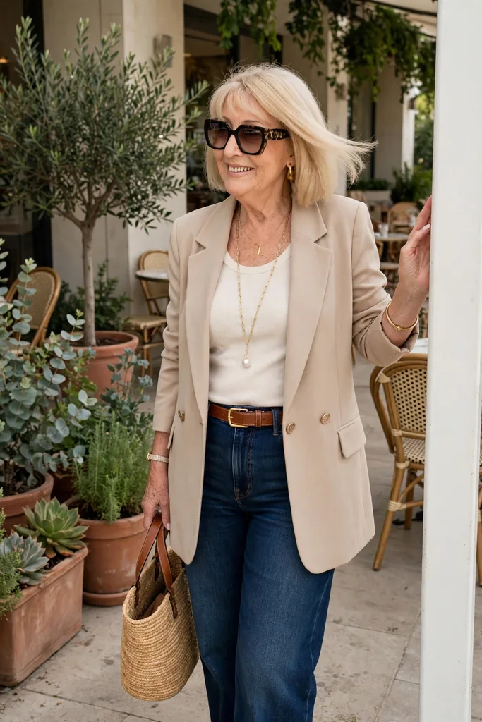 sand-beige-blazer-with-an-ivory-ribbed-tee-and-dark-wash-jeans