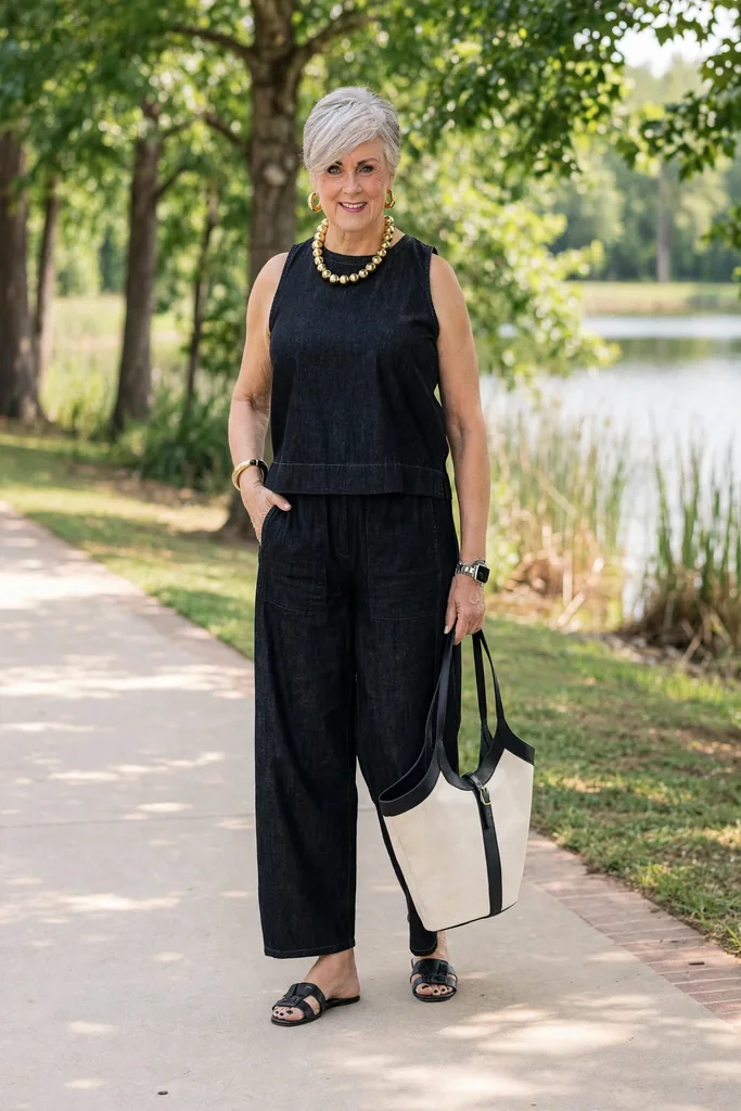 black-denim-sleeveless-top-and-matching-black-denim-wide-leg-pants