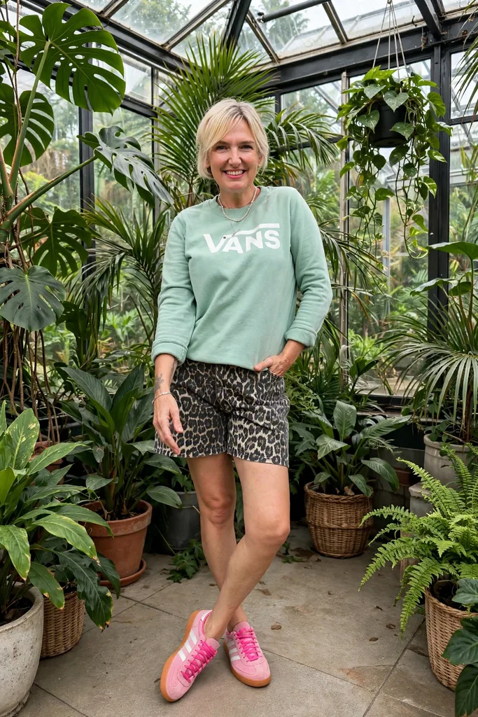 cozy-mint-sweatshirt-with-sassy-leopard-shorts