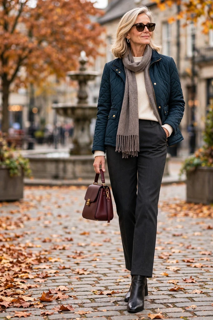 Chocolate Turtleneck with Ivory Wide-Leg Trousers