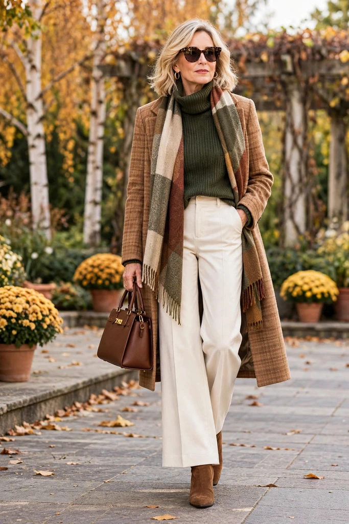 Olive Knit with Ivory Trousers