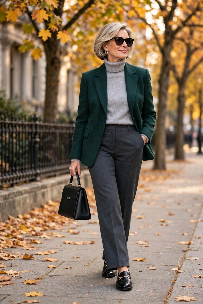 Plum Blazer with Charcoal Trousers