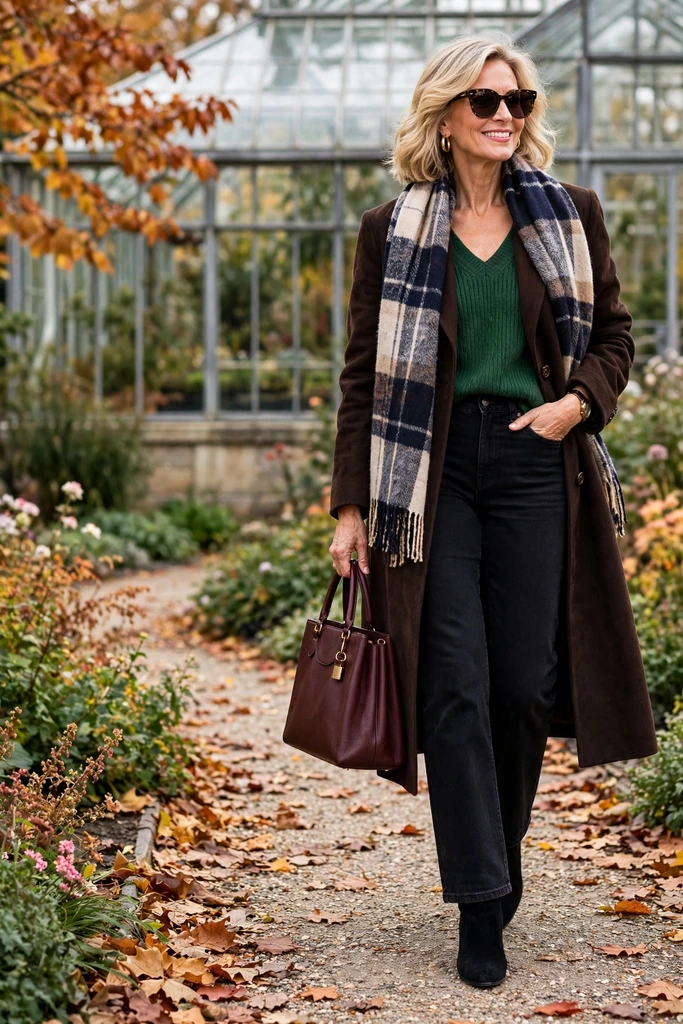 Burgundy Knit and Camel Coat