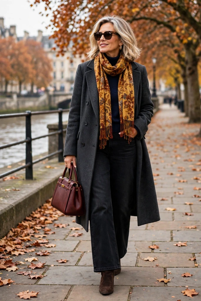 Burgundy Knit with Dark Denim