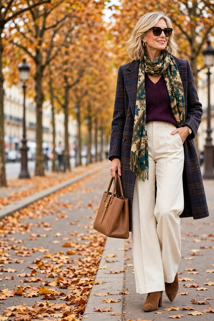 Olive Knit with an Ivory Pleated Skirt