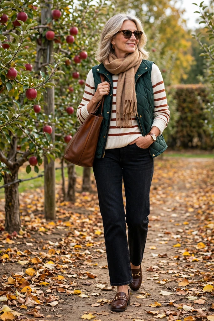 Striped Knit with a Quilted Vest