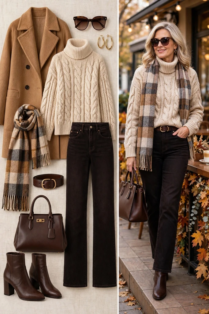 Cream Knit with Cognac Accessories