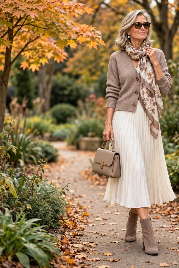 Taupe Knit with an Ivory Skirt