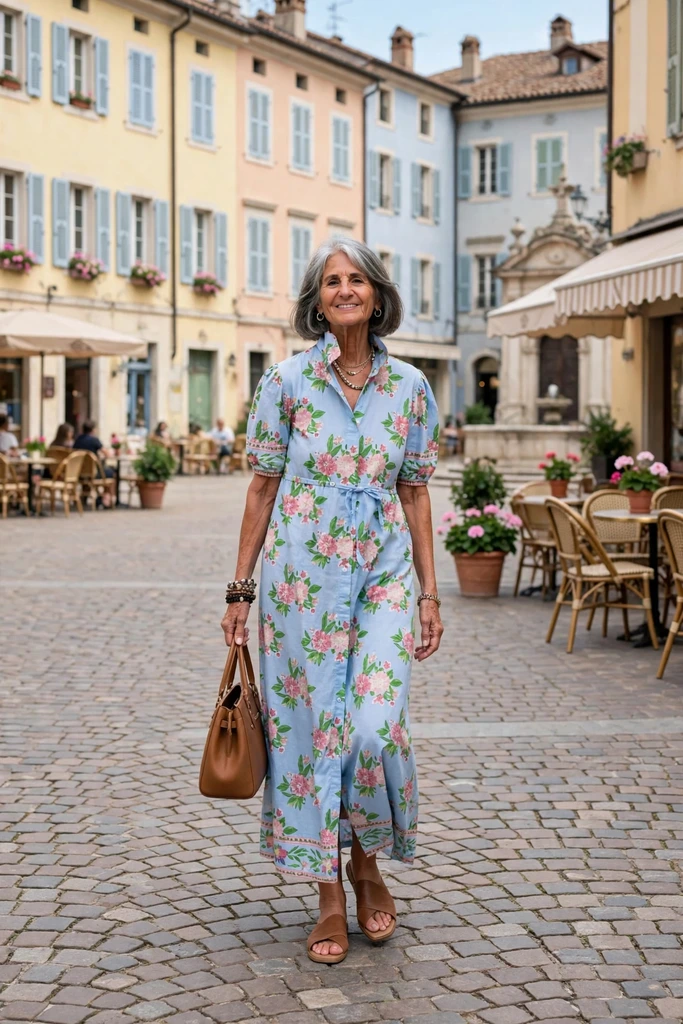 Cheerful Citrus-Print Midi Dress