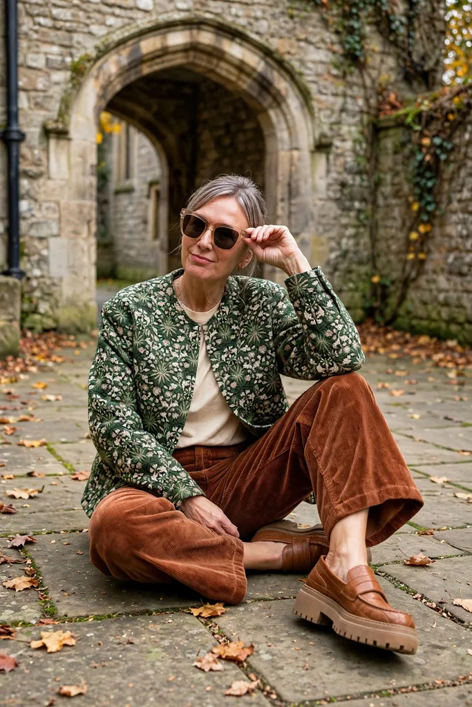 moss-floral-jacket-and-copper-corduroy-trousers