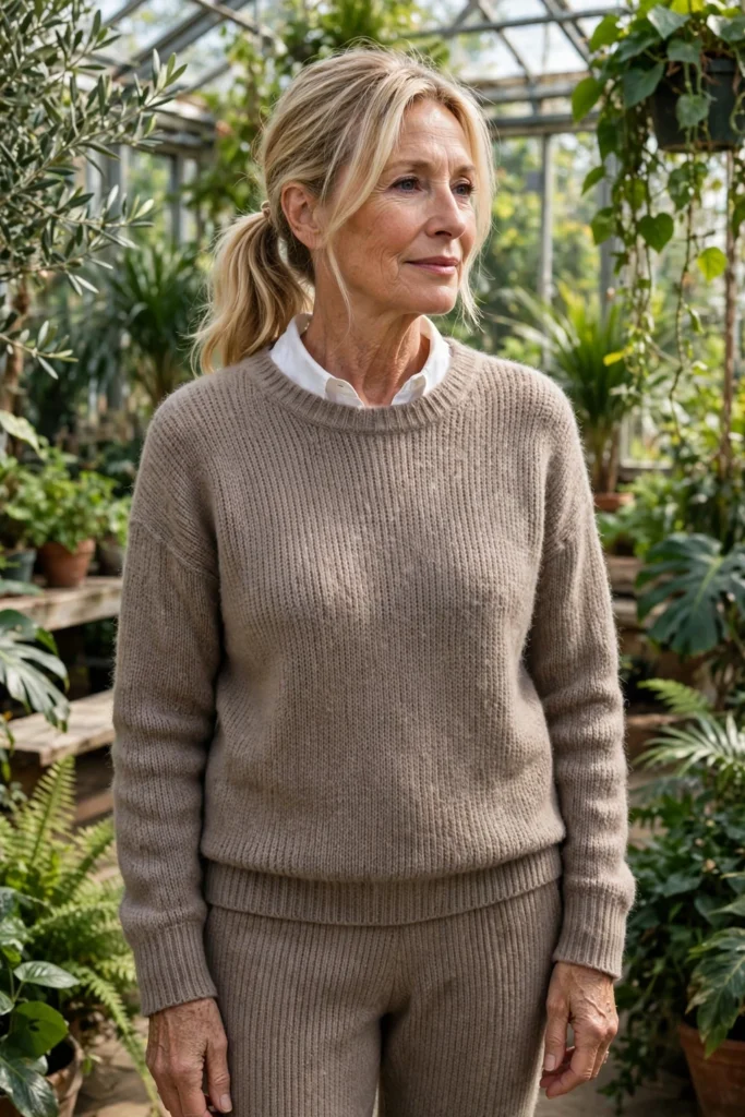 Taupe Knit Set + Straight-Leg Pants